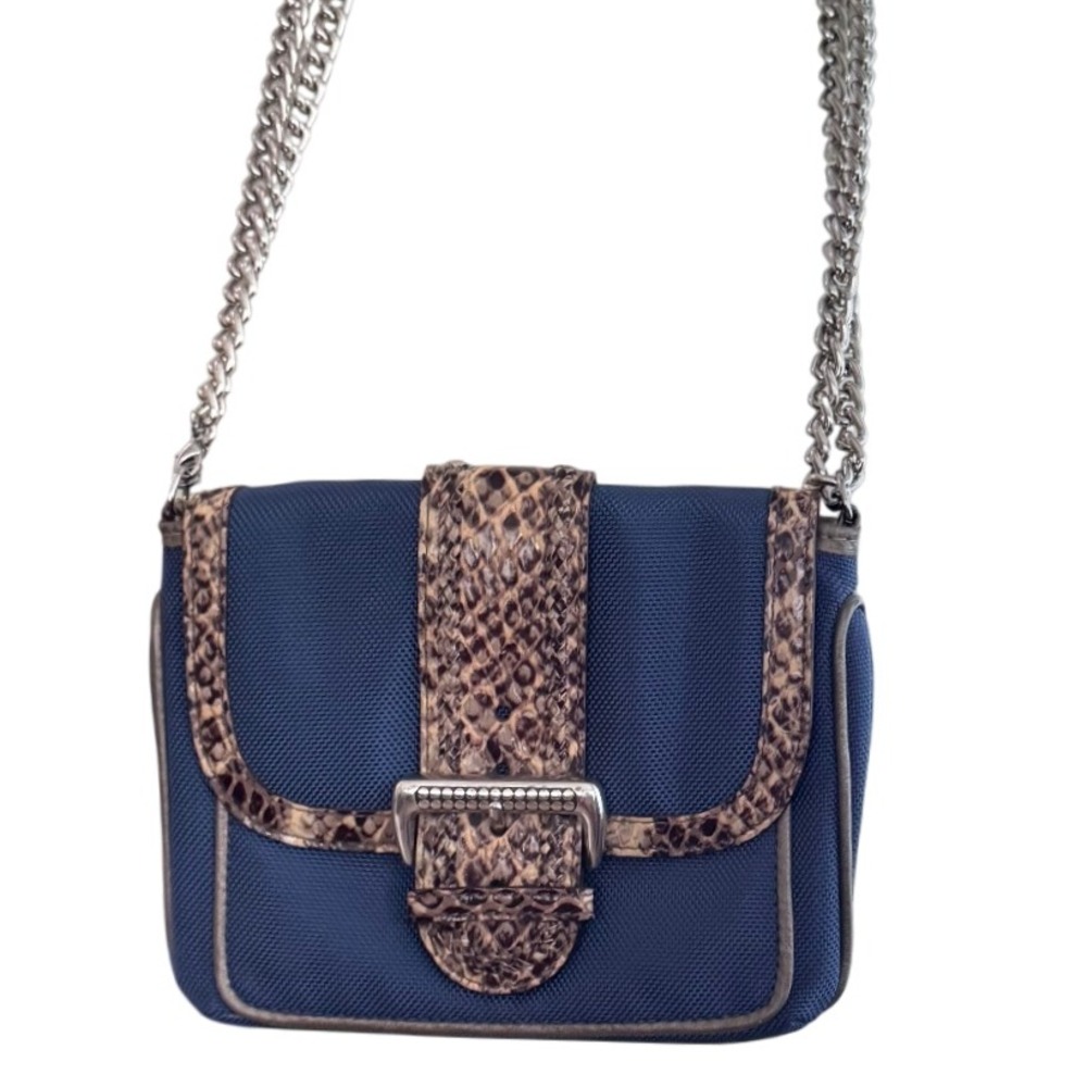 Brighton Portland Pouch Crossbody Snakeskin‎ leather trim  canvas
7.5x5.5x2" EUC
